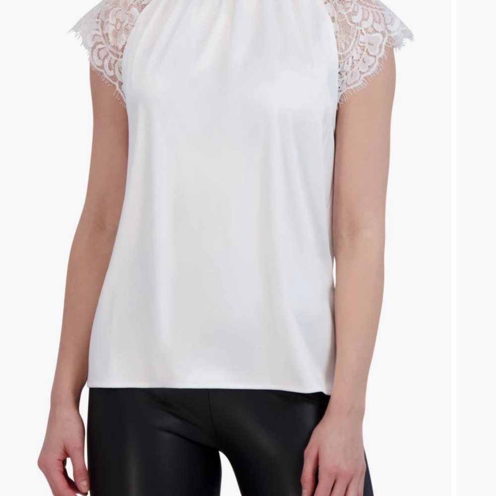 White satin and lace blouse